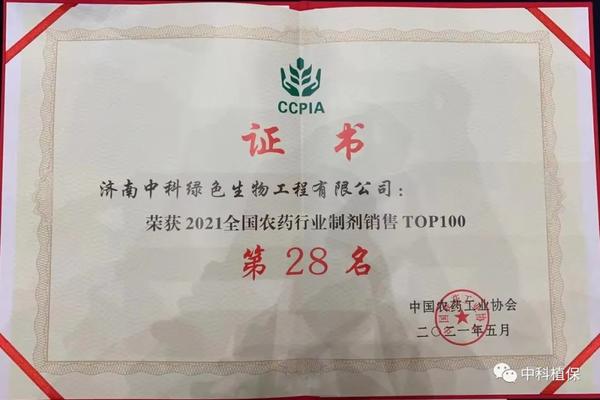 2021全国农药行业制剂销售TOP100第28名