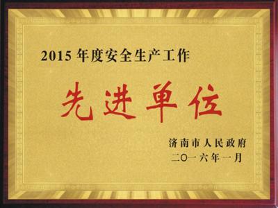 热烈祝贺我司荣获“2015年度安全生产工作先进单位”